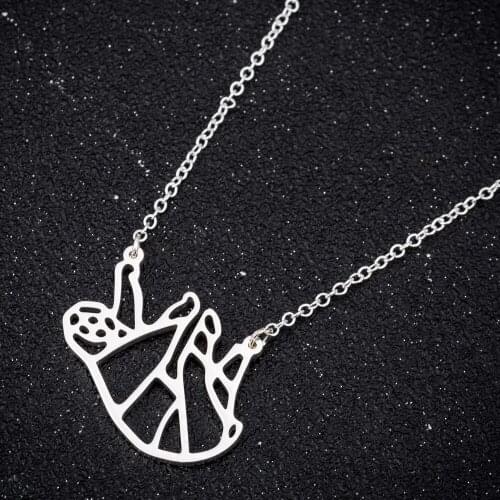 Hfarich Funny Sloth Climbing on The Tree Shaped Stainless Steel Pendant Necklace Christmas Jewelry Naszyjniki Joyeria