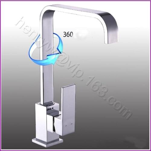 L16330 - Luxury Deck Mounted Chrome Finish Brass Kitchen Square Faucet