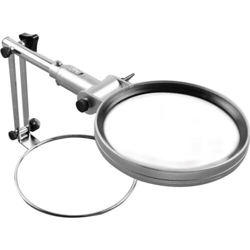 2X/5X Hands Free Illuminated Desktop Magnifier with Stand LED Lights Lamp FoldableLoupe Reading Repair Jewelry Magnifying Glass