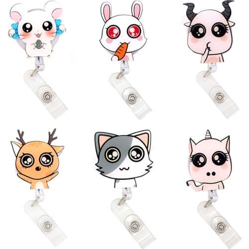Cute Shiny Eye Animal Style Retractable Badge Reel For Nurse&Doctor Card Holder Office&Hospital Supplies Boy&Girl Name Card