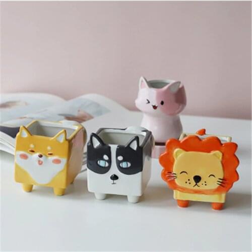Cute Animal Ceramic Flowerpot Cachepot for Flowers Living Room Bedroom Desktop Balcony Beautification Decoration Flower Pot