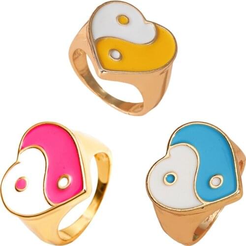Fashion Love Heart Rings Punk for Women Girl Lover Shopping Travel Christmas