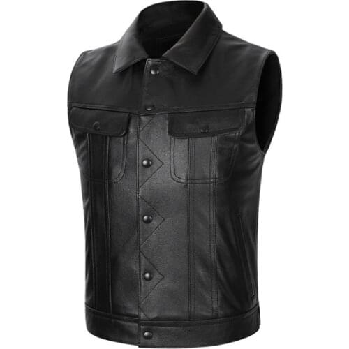 Motorcycle Leather Vest Mens Casual Cowhide Genuine Leather Vest Motor Biker Real Leather Waistcoat Sleeveless Jacket S-5XL