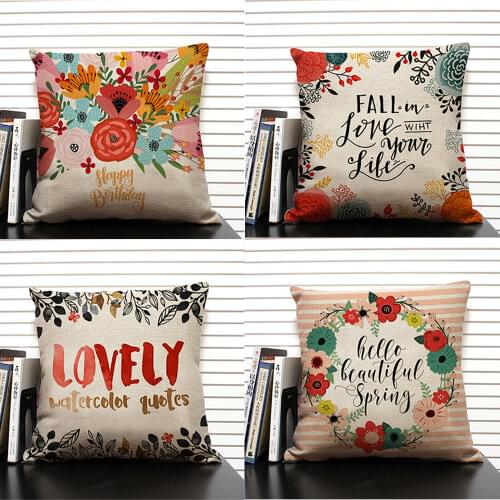 Sofa Cushion Cover Linen Pillow Living Room Car Housse De Cousin 45 * 45 Letter Decoration Pillow Cover Nordic Home Decoration