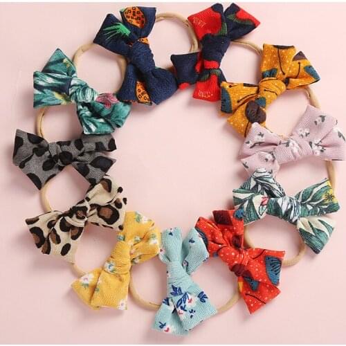 New Arrvied 2020 Winter Baby Girls Corduroy Cotton Bows Headbands Sofftest Nylon Head Bands For Girls Infant Hair Accessories