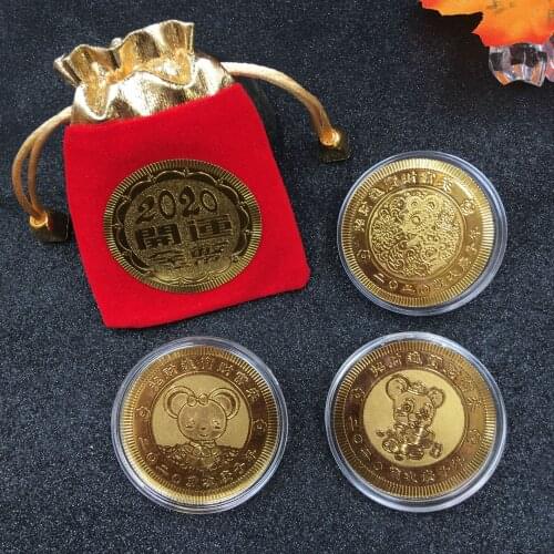 2020 New Year Gift Mouse Rat Commemorative Coin Year Of Rat Collection Coins Art Craft Good Fortune Lucky Gift Decoration Mascot