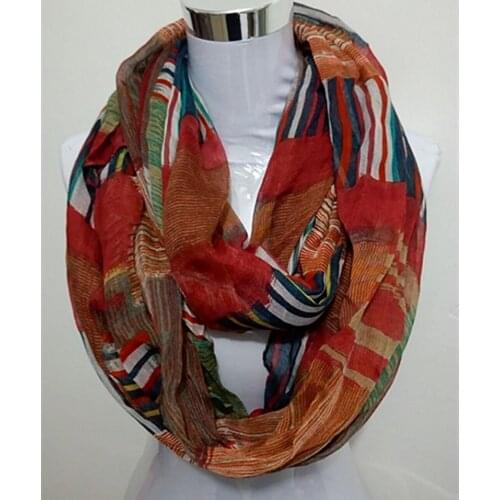New fashion scarf Ink Printed cotton and viscose infinity scarf Circle Loop scarf women hot sale neckerchief