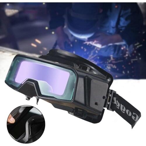 Welding Goggle Glasses Scratch Proof Auto Darkening Adjustable Strap Eye Protection Anti-Glare Shield TIG MIG Safety Wide View
