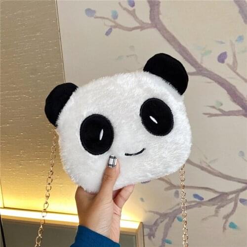 Lovely Cartoon Animal Children Plush Phone Bags Student Girls Stuffed Cute Panda Bear Casual Chain Coin Bag