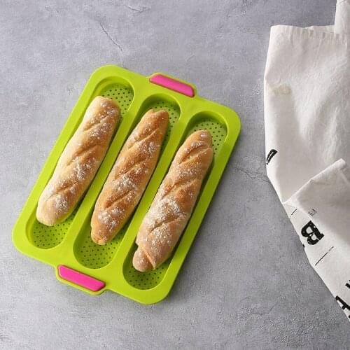 3 Grids Heat Resistant Silicone Bread Mold Home DIY Baking Non-stick Baking Bread Mold Good Flexibility French Baking Mold Tools
