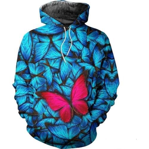 New unisex hoodie blue blue and red bow 3D full print zipper hoodie autumn and winter fashion street casual sweatshirt