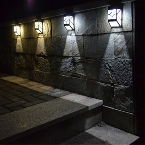 2pcs LED Solar Lights Outdoor Wall Lamp Solar Energy Garden Lights Waterproof With Two Super Bright LED Lamp Beads Wall Lamp