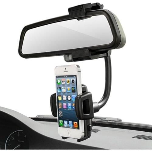 Univerola Car Rear View Mirror Mount Mobile Phone Universal 360 Degrees Rotation Holder, For iPhone Samsung GPS Smartphone Stand