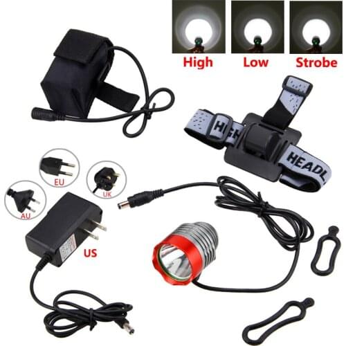Waterproof Bike Light XM-L T6 LED Light 3 Modes Front Bicycle Headlight 2 in 1 Cycling Light Headlamp with Battery Pack+Charger