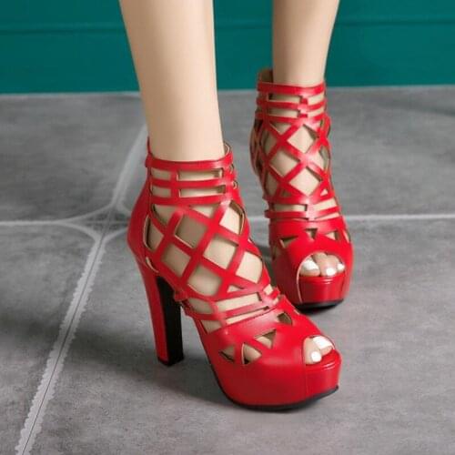 2020 Large size 34-50 Platform Women Sandals Open Toe Ladies Ankle Zipper High Heel11.5cm Dressy Sexy wedding party shoes 3039