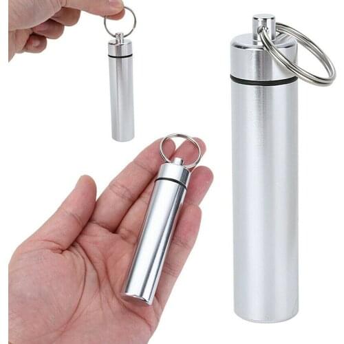 1pcs Waterproof Aluminum Pill Box Portable Mini Keychain Drug Holder Container Case Bottle High Quality Backpack Hanging Pendant