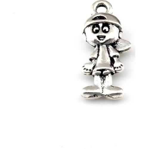 200 Pcs Zinc alloy little boy Charm Pendants alloy Jewelry DIY Fit Bracelets Necklace Earrings 8x18.2mm A-416