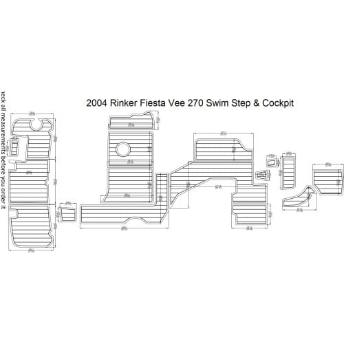 2004 Rinker Fiesta Vee 270 Swim Step & Cockpit Pad Boat EVA Teak Decking 1/4" 6mm