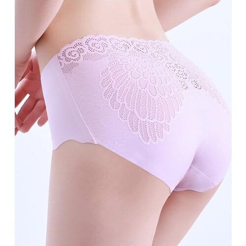 3/5PCS Sexy Angel Wings Seamless Ice Silk Panties Cotton Crotch Underwear Breathable Antibacterial Briefs Lingerie Women