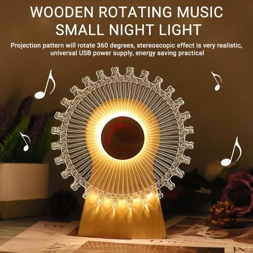 3D USB Acrylic Muscial Night Lights Ferris Wheel Desktop Baubles LED Light Lamps Baby Bedroom Bedside Decor Warm Ornament Gifts