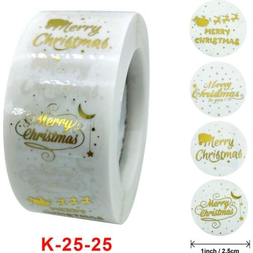500pcs Gold Foil Merry Christmas Thank You Stickers Seal Labels for Envelope Cards Gift Package Scrapbooking 1inch