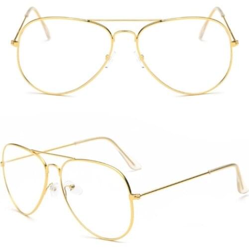 Large Fashion Retro Metal Clear Lens Glasses Designer Tear Drop Frame Eyeglasses
