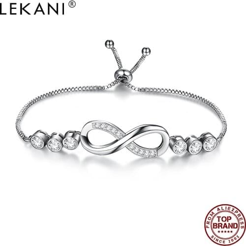 LEKANI Copper Brecelet For Women Adjustable Size Inlay Cubic Zirconia Trendy Brecelets Expression Lover Infinite Love Jewelry