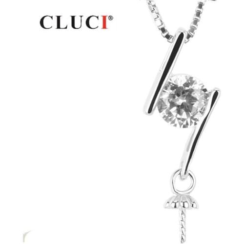 CLUCI Silver 925 Zircon Charms Women Pendant Jewelry 925 Sterling Silver Pearl Pendant Mounting Jewelry Pendant SP118SB