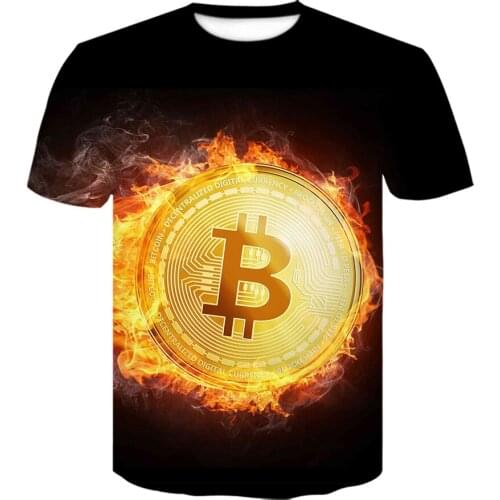 2021 Hot Sale Bitcoin T shirt for Men 3D Print Tops O-neck t-shirts breathable Short Sleeve tshirt harajuku ​graphic tee Shirt