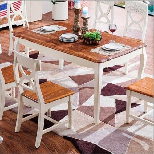 Antique Style Italian Dining Table, 100% Solid Wood Italy Style Luxury marble Dining Table Set o1107