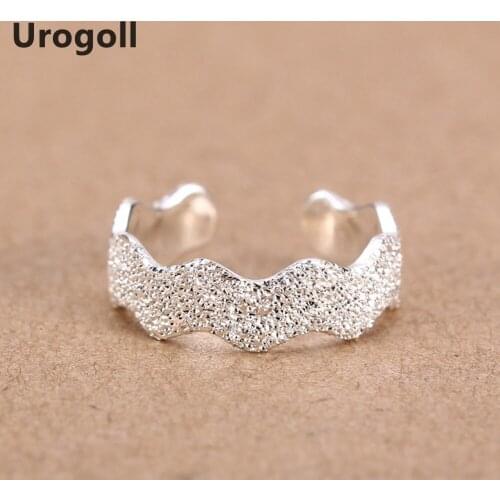 New 100% 925 Sterling Silver Rings For Women Simple Wave Design Party Opening Adjustable Tail Knuckle Ring Jewelry