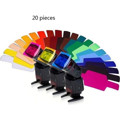 2021 HOT 20PCS Colour Filter for Camera Top Flash Fittings Universal Flash Gels Lighting Filter for Camera Flash Light