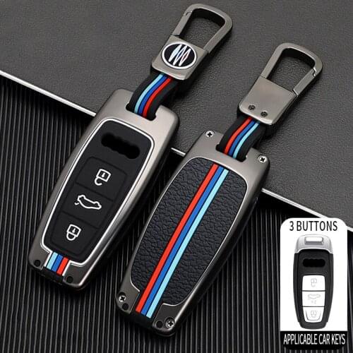 Metal Car Smart Key Case Cover Shell Fob For Audi A6 A7 A8 C8 Q8 Q5 D5 E-tron Protector Holder Keychain Car Interior Accessories