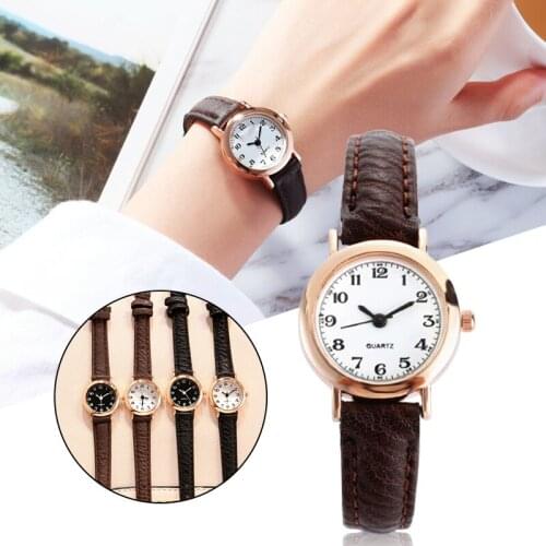 Fashion Minimalist Quartz Retro Watch With PU Leather Strap Round Dial Wrist Watch for Casual Daily Office for Women NYZ