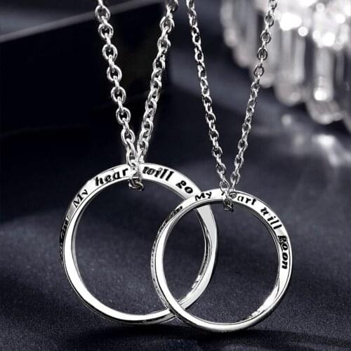 Fashion Couple S925 Silver-plated Simple Mobius Ring Pendant Personalized Necklace Love Anniversary Gift R083