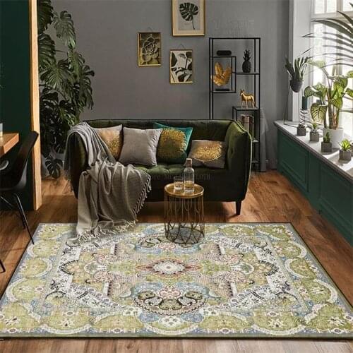 Fashion Luxury Retro European and American Palace Style Flower Green Living Room Bedroom Bedside Carpet Floor Mat Customization