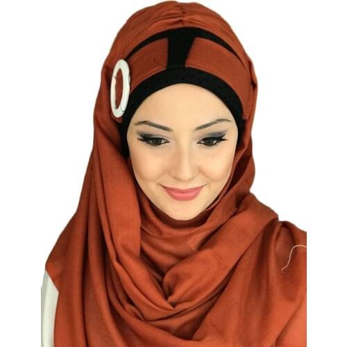 New Fashion 2021 Hijab Islamic Clothing Turban Women Hat Spring Summer Scarf Tile Color Belt Ready Made Shawl