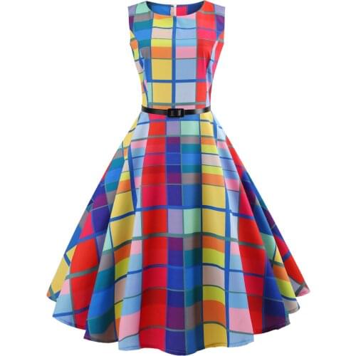 New Summer Womens Dresses 2020 Casual Vintage Striped 50s 60s Robe Theater Party Swing Vintage Dress Valentines Day Party Dress