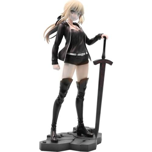 New Anime Fate Stay Night 24cm Black Dress Saber Arturia Alter 1/7 Scale Altria Pendragon Casual ver. FGO Action Figure Toys