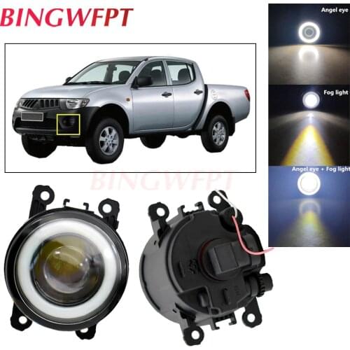 2pcs NEW Angel Eyes front bumper LED fog Lights with len For Mitsubishi L200 OUTLANDER 2 PAJERO 4 GALANT Grandis