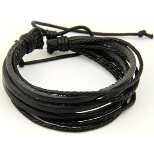 New Leather Wrap Braided Wristband Cuff Punk Men Women Hot Bracelet Bangle