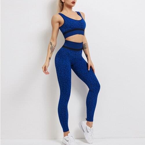 New Leopard Sports Fitness Shockproof Gathered Running Bra High Waist Hip Lifting Pants Yoga Suit Leggings For Women