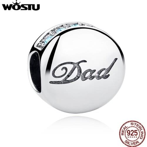 New Fashion 925 Sterling Silver Dad Charm Beads Fit Original WST Bracelet Pendant Authentic DIY Jewelry Gift Father CQC006