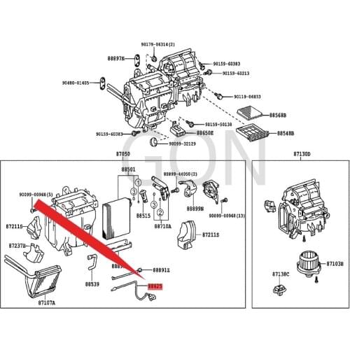 Cooler Thermistor 2004-Toy ota COR OLL AWI LLV SPR OBO XPR EMI OCA LDI NA Air Conditioning Induction Wire Thermistor