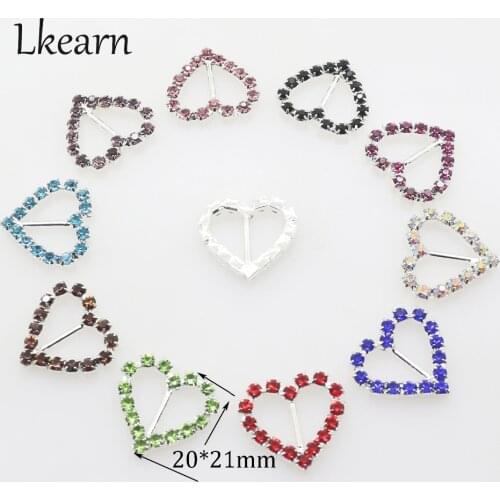 Wholesale 100pc 1cm inner Heart Rhinestone Buckle Diamante Crystal Slider TwoRow Round Circle Wedding Invitation card Decoration