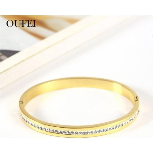OUFEI Stainless Steel Jewelry Gold Color Bracelets Bangles Woman Accesories Jewellery Rose Gold Bracelets For Women