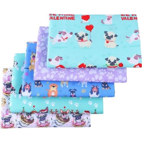50*140CM Dog pattern Polyester cotton Fabric Patchwor Printed for Tissue Kids Home Textile for Sewing Doll Dress Curtain