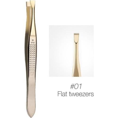 Eyebrow Tweezers Professional Stainless Steel Eyebrow Hair Removal Tweezer Flat Slant Tip Convenient Facial Makeup Tools