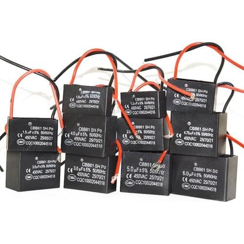 20pcs CBB61 starting capacitance AC Fan Capacitor 450V CBB Motor Run Capacitor 1UF 1.2UF 1.5UF 2UF 2.5UF 3UF 3.5UF 4UF