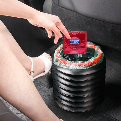 Folded Trash Bin Car Interior With Collapsible Telescopic Bucket Car Creative Storage Supplies Mini Garbage Can